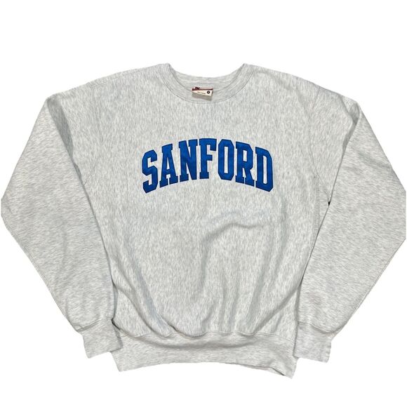 Vintage Y2K Sanford University Crewneck Sweatshirt College Grey Pro-Weave Small - Picture 1 of 6